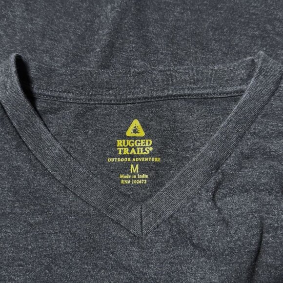 Dark Gray Vneck Mens Tshirt Medium Rugged Trails Outdoors Casual - Picture 4 of 7